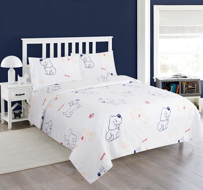 Comfy Deal Hight Thread Count Super Soft Microfiber Kid Breathable Bed Sheet Set with Pillowcase, Flat and Fitted Sheet (Twin, My Dog)