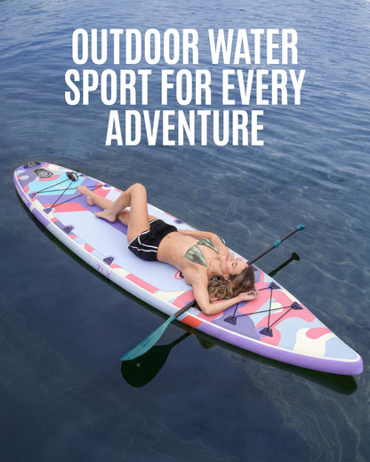 ZLX 11'6" Extra Wide Inflatable Paddle Board with Seat, Touring Stand Up Paddleboard, Fast Long-Distance SUP, Stable Center Fin, Portable Backpack & Accessories for Adults, 500lb/3 People/Family