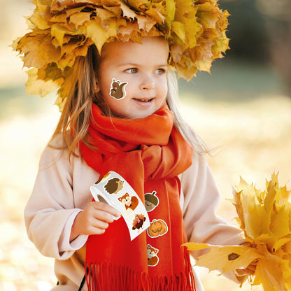Kirako 600Pcs Fall Stickers Roll of 8 Cute Pumpkin Maple Leaves Animals Self Adhesive Labels Decals Seasonal Harvest Envelope Seals Scrapbooking DIY Crafts Decor Thanksgiving Autumn Party Favors Gift