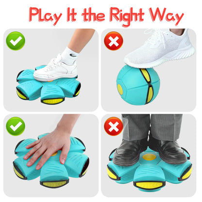 Magic Metaball, Children's Bouncing Ball, 2PCS Magic Flying Saucer Interactive Pop-Up Transform Toy, Parent-Child Interaction Pink & Light Blue Bouncy Ball, Delay Frisbee Flying Disc Toy with 6 Light