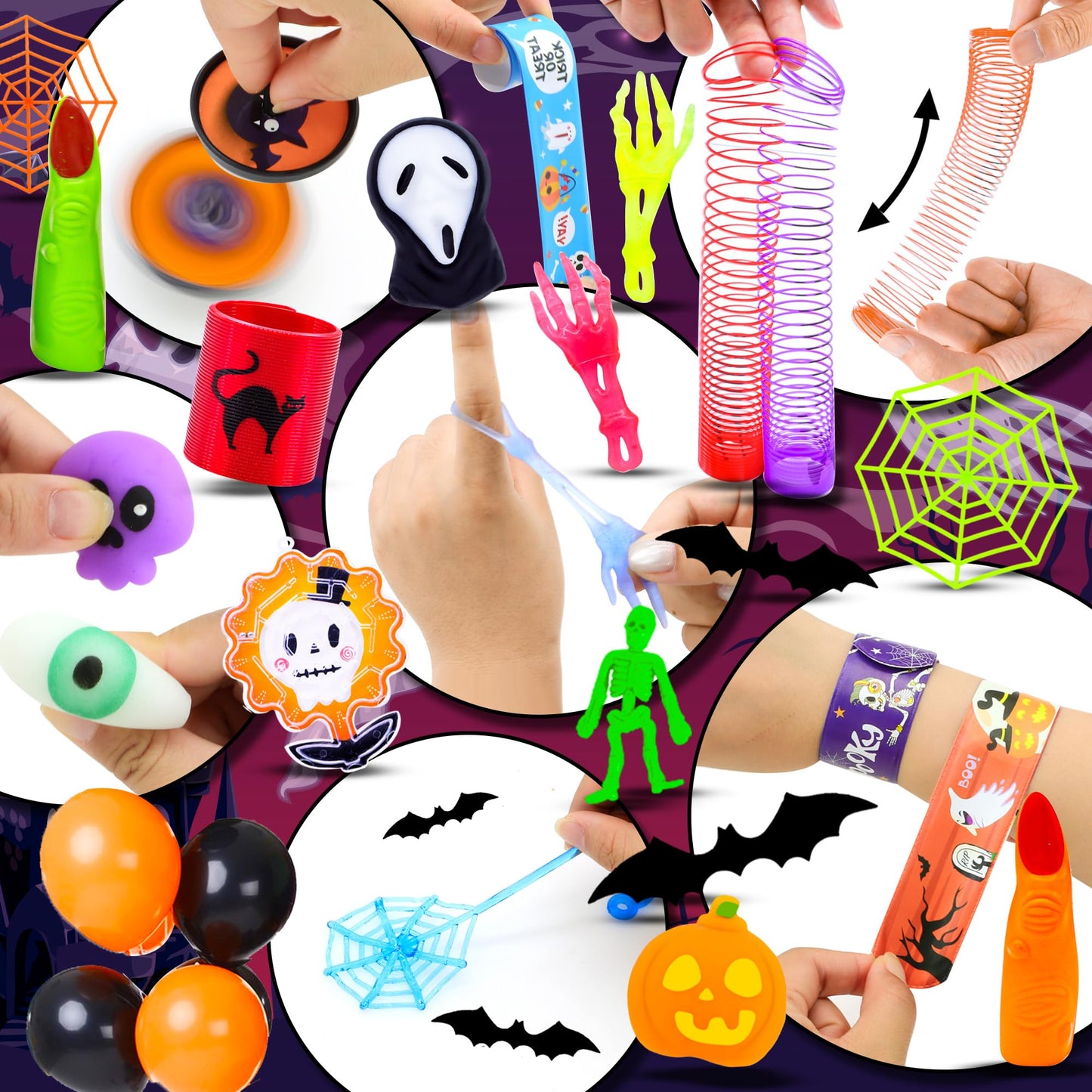 Olganicor 400PCS Halloween Party Favors for Kids, Halloween Treat Bag Fillers, Bulk Toys, Treasure Box Toys, Goodie Bag Stuffers, Carnival Prize Toy Classroom Reward