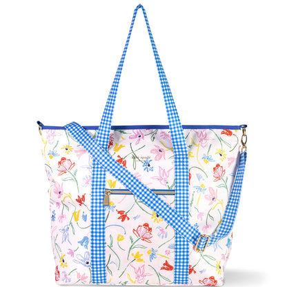 kate spade new york Large Capacity Insulated Cooler Tote Bag, Soft Sided Portable Beach Cooler with Shoulder Strap (Joyful Garden)