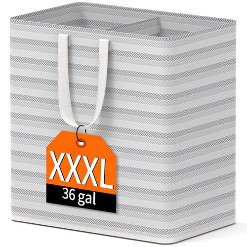 Fopeat XXXL 36gal(136L) Large Laundry Basket, Laundry Hamper 2 Section with Reinforced Handles, Waterproof Collapsible Clothes Hamper for Bedroom Laundry Room Dorm Bathroom
