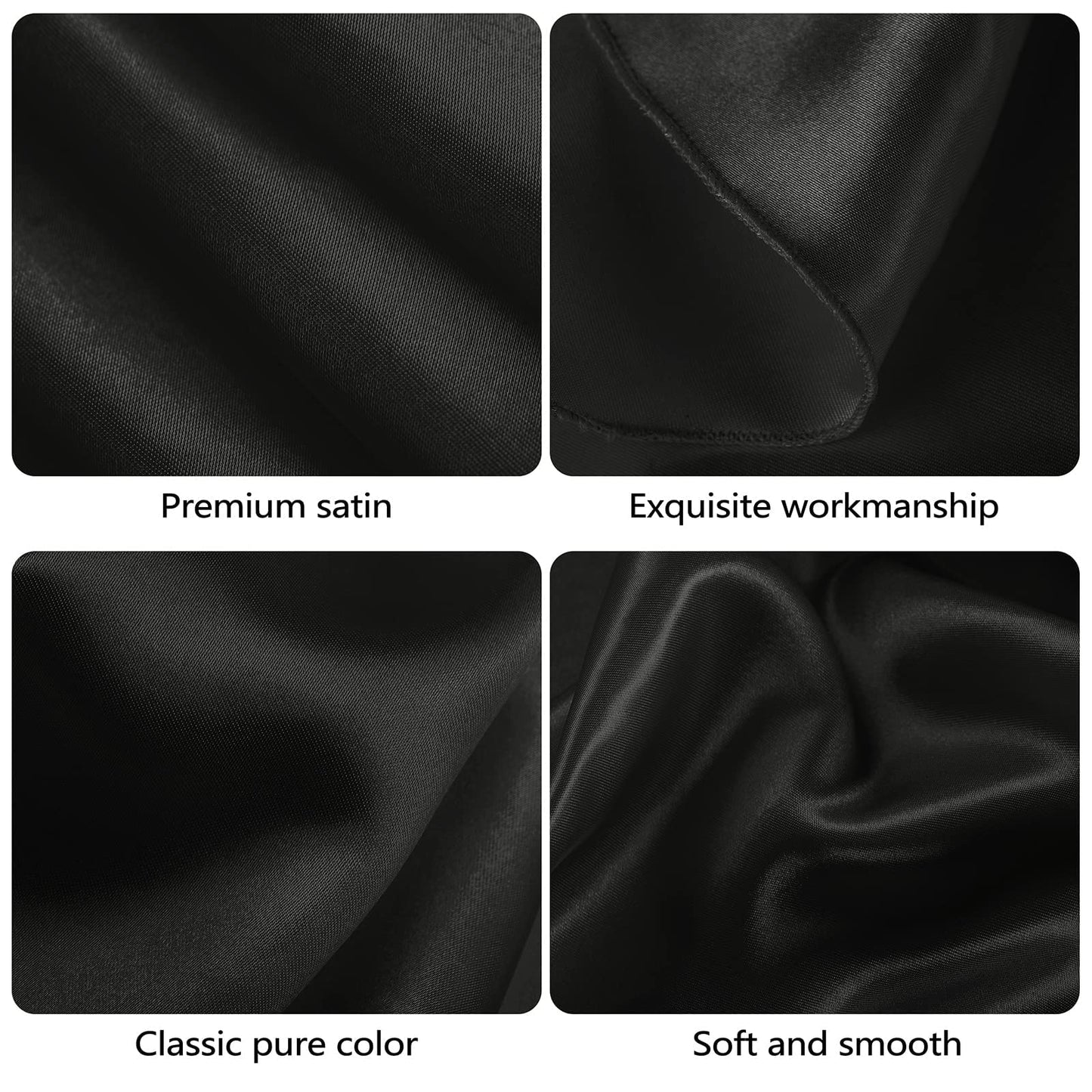 Ruisita 120 Inches Round Satin Tablecloths Black Overlay Round Satin Table Cover Bright Silk Tablecloth Smooth Fabric Tablecloth for Wedding Banquet Table Decoration