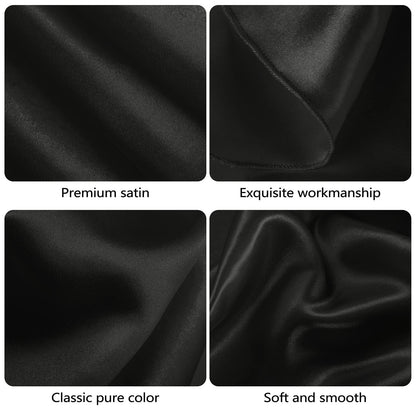 Ruisita 120 Inches Round Satin Tablecloths Black Overlay Round Satin Table Cover Bright Silk Tablecloth Smooth Fabric Tablecloth for Wedding Banquet Table Decoration