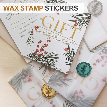 PATIKIL Wax Stamp Stickers, 100Pcs Wax Seal Stickers 3D Embossed Self-Adhesive Envelope Seals Foliage Pattern for Wedding Invitations Gift Wrapping Party DIY Craft, Bright Silver