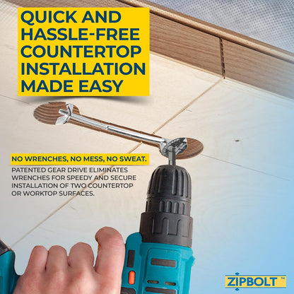 Zipbolt 10.800 Countertop Miter Connector, 5 Piece Joint Fastener Pack with 5mm Hex Bit for Joining Countertops