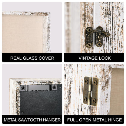 TILBLKUP Shadow Box Frame Display Case 13x16 Shadow Box with Linen Back, Real Glass Window Door with Hinge, Picture Frame for Memorabilia Medals Wedding Bouquet Collections, Memory Box for Keepsakes