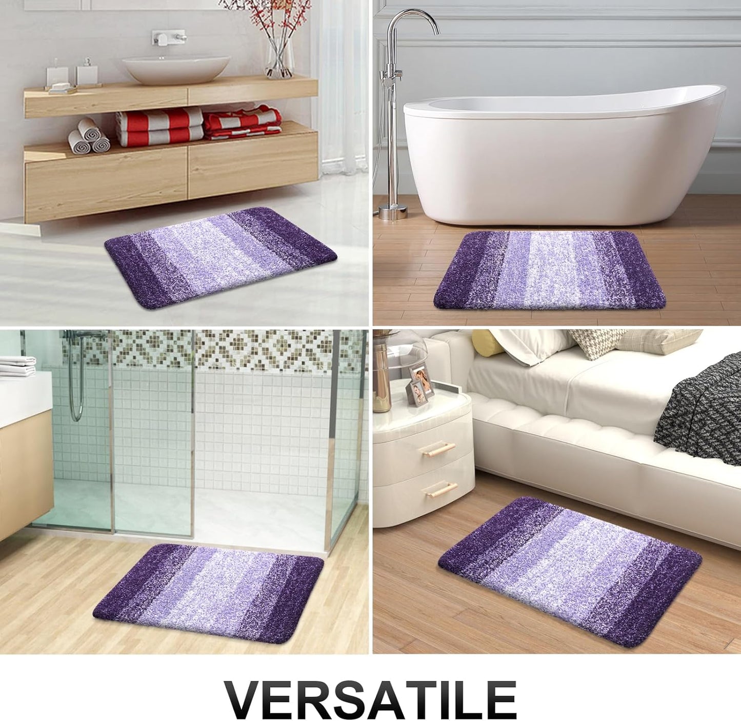 OLANLY Bathroom Rugs - Extra Soft Microfiber Mat 36x24 | Quick Dry, Machine Washable, Rubber Backing, Violet