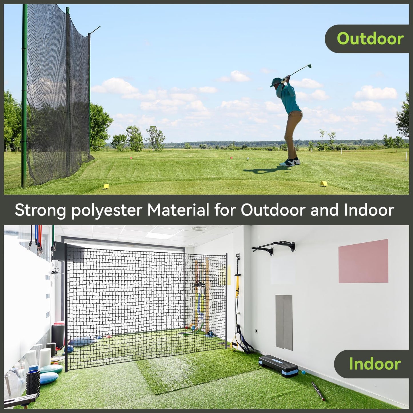 Golf Practice nets for Backyard 15x60ft Driving Real Golf Balls Nylon Netting, Golf Hitting Net for Garage Swing Training, Heavy Duty Sports Netting