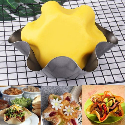 Kafear Taco Salad Bowl Maker Molds - Nonstick Carbon Steel Tortilla Shell Pans | 4 Pack in Black