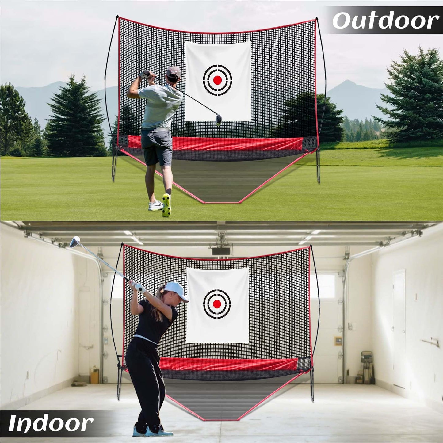 KAIDIDA Golf Practice Net: 10x8ft Heavy Duty for Yard Driving Garage Home Use Adults Golfers with Ball Tee Turf Mat Cap