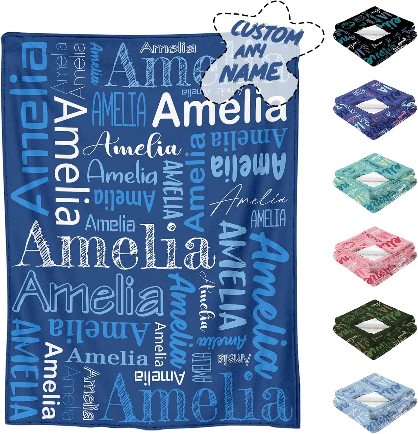 Vsmoedb Custom Baby Blanket with Name, Custom Name Blanket for Boys Girls, Personalized Blankets for Birthday Christmas
