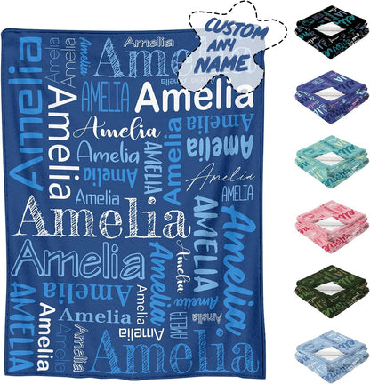 Vsmoedb Custom Baby Blanket with Name, Custom Name Blanket for Boys Girls, Personalized Blankets for Birthday Christmas
