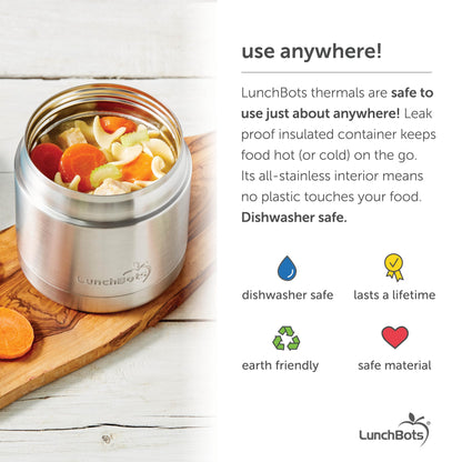 LunchBots 16oz thermos Stainless Steel Wide Mouth - Insulated thermos With Vented Lid - Keeps Food Hot or Cold for Hours - Leak-Proof Portable Thermal Food Jar is Ideal for Soup - 16 ounce - Navy