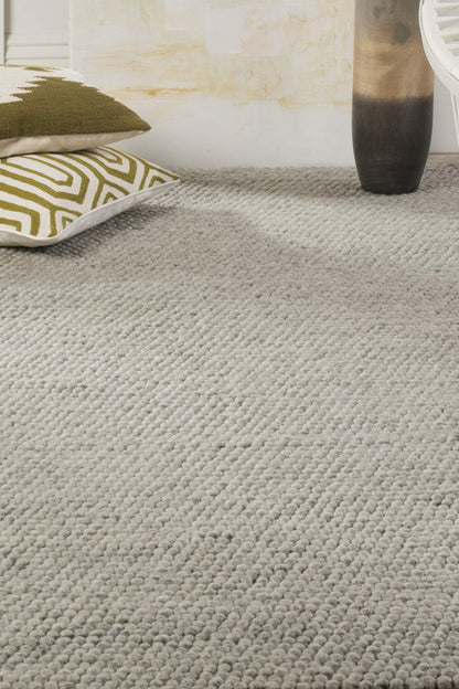 SAFAVIEH Area Rug 8x10 - Natura Collection - Large - Silver, Handmade Wool Blend, Textured Design, Ideal for Living Room, Bedroom, Dining Space (NAT620C)