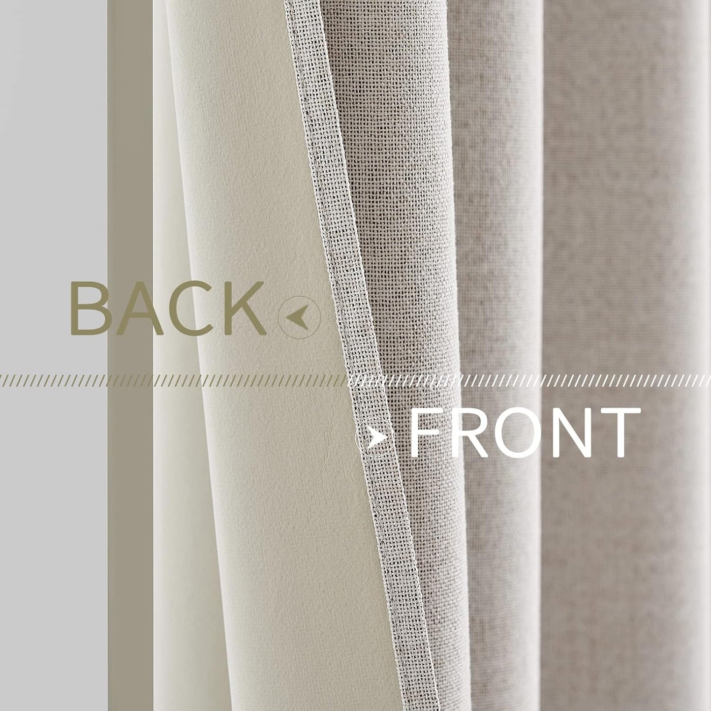 MIULEE 100% Blackout Linen Textured Curtains - Thermal Insulated Ivory Drapes | 62 x 84 Inch (2 Panels)