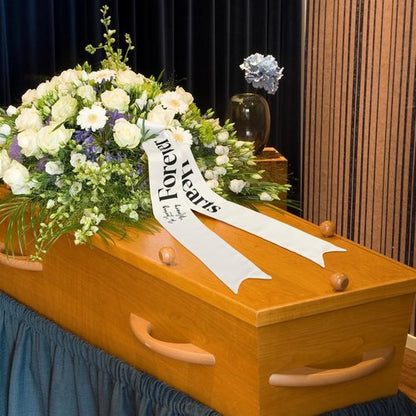 Fanfanwin Funeral Sash - Memorial Ribbon for Celebration of Life | 58x4'' White, Forever in Our Hearts