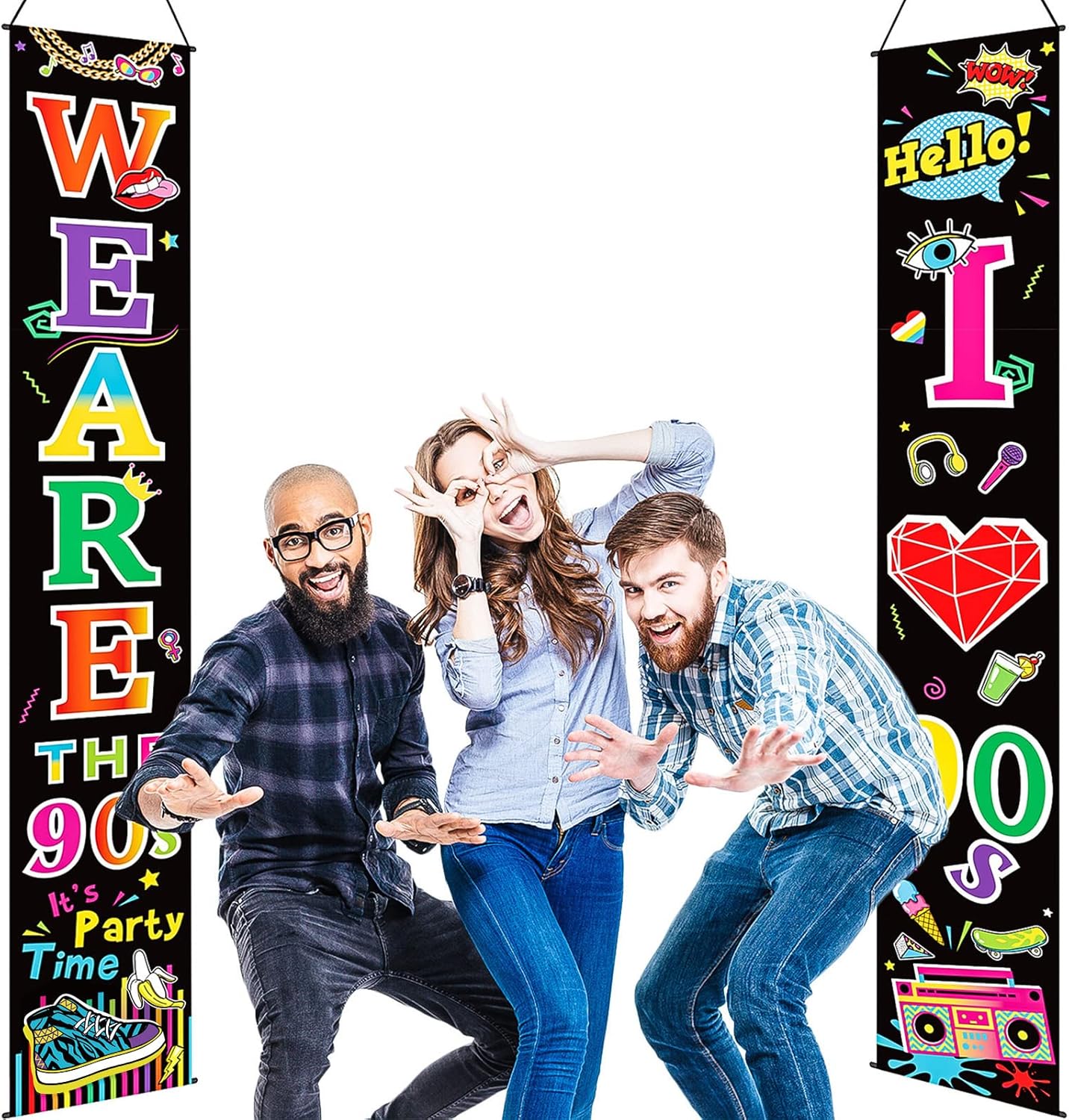 Blulu 70s 80s Party Decoration, I Love 1980s Banner, Back to The 1980s Hanging Porch Signs for Wall Decor