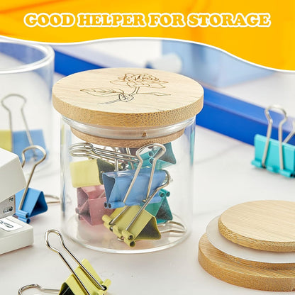 12 Set Gueevin Pieces Yogurt Jar Lids Bulk Bamboo Wooden Lids Compatible with Oui Yogurt Jars Round Reusable