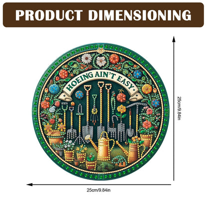 C'eitura 2D Flat DIY Flower Garden Tools -Hoeing ain;t Easy Diamond Art Painting Window Hanging Art,Crystal Diamond Gem Art Suncatchers Painting Pendant for Home Wall Decor