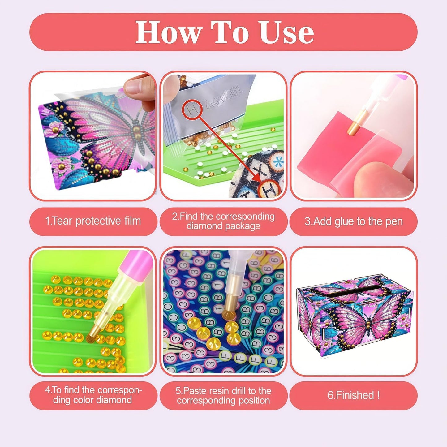 LSQFS DIY Diamond Art Tissue Box, Wooden Rhinestone Craft Kit, Sparkling Handmade Tissue Holder for Home Office Vanity Decor, Diamond Art Kits for Adults, Ideal Gift for Craft Lovers