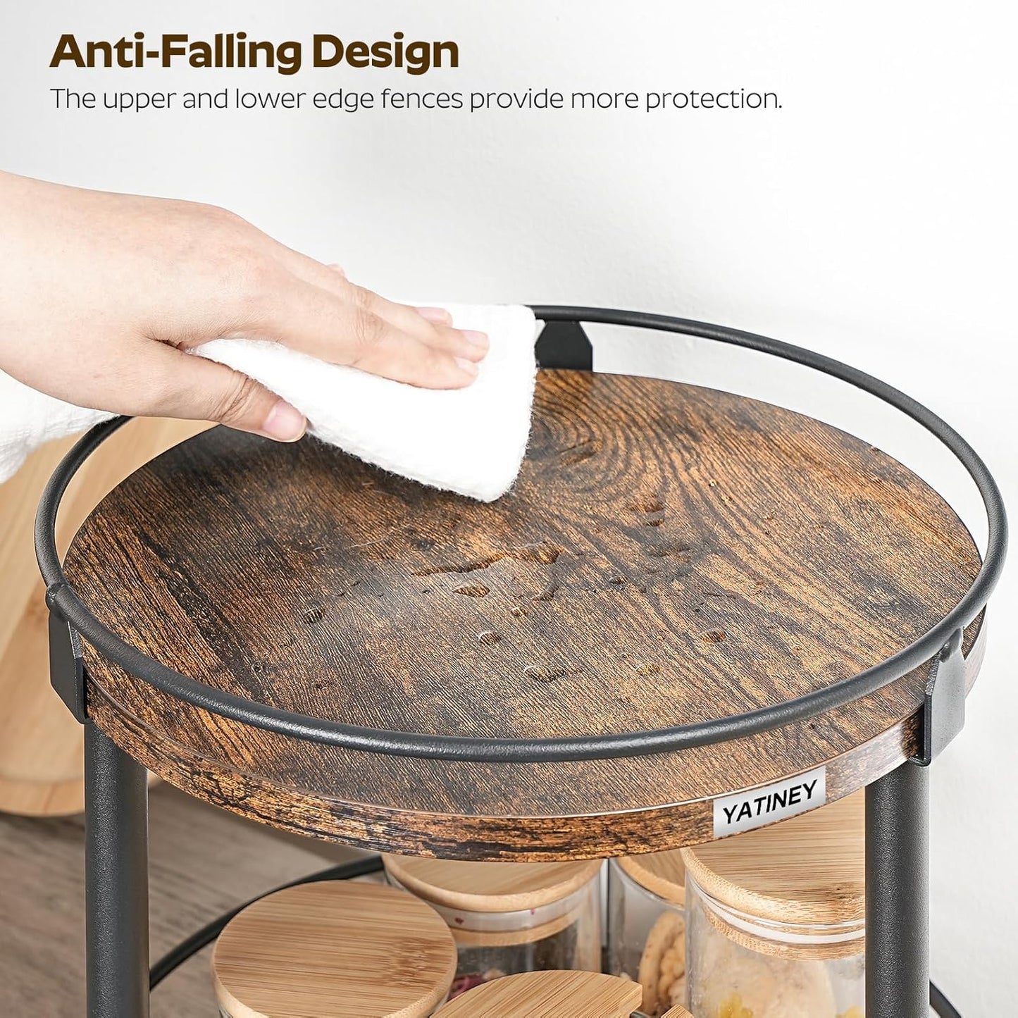2 Countertop SR22BR YATINEY Lazy Susan Organizer, Rotating Spice Rack, Tier Spice Turntable Organizer, Industrial