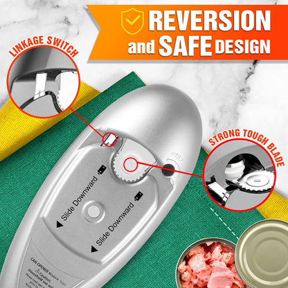 Battery Operated Electric Can Opener, Automatic Opens Most Cans, Handheld Smooth Edge, One Touch Switch Kitchen Gifts