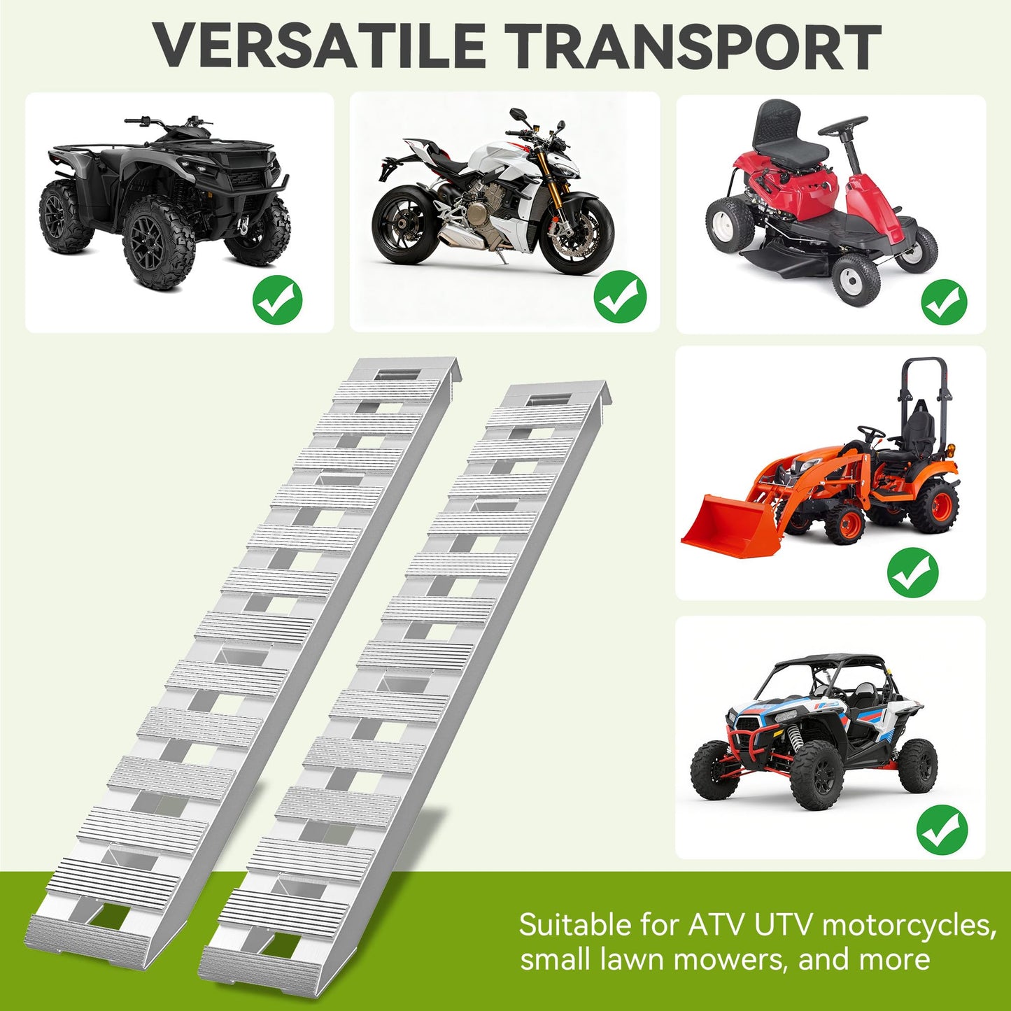 AUTOSAVER88 2pcs 6000lbs 60" x 12" Aluminum Trailer Ramps, Loading Ramps Car ATV Truck Auto Hauler Knife & Hook Ends