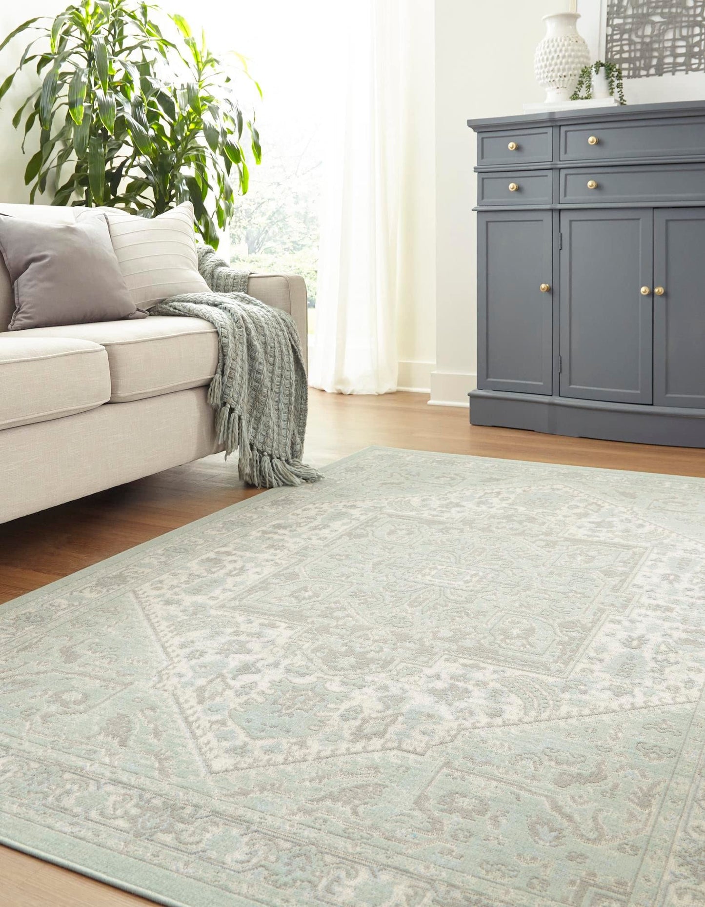 Unique Loom Whitney Collection Area Rug - Milano (10'x 14' Rectangle, Mint/ Ivory)