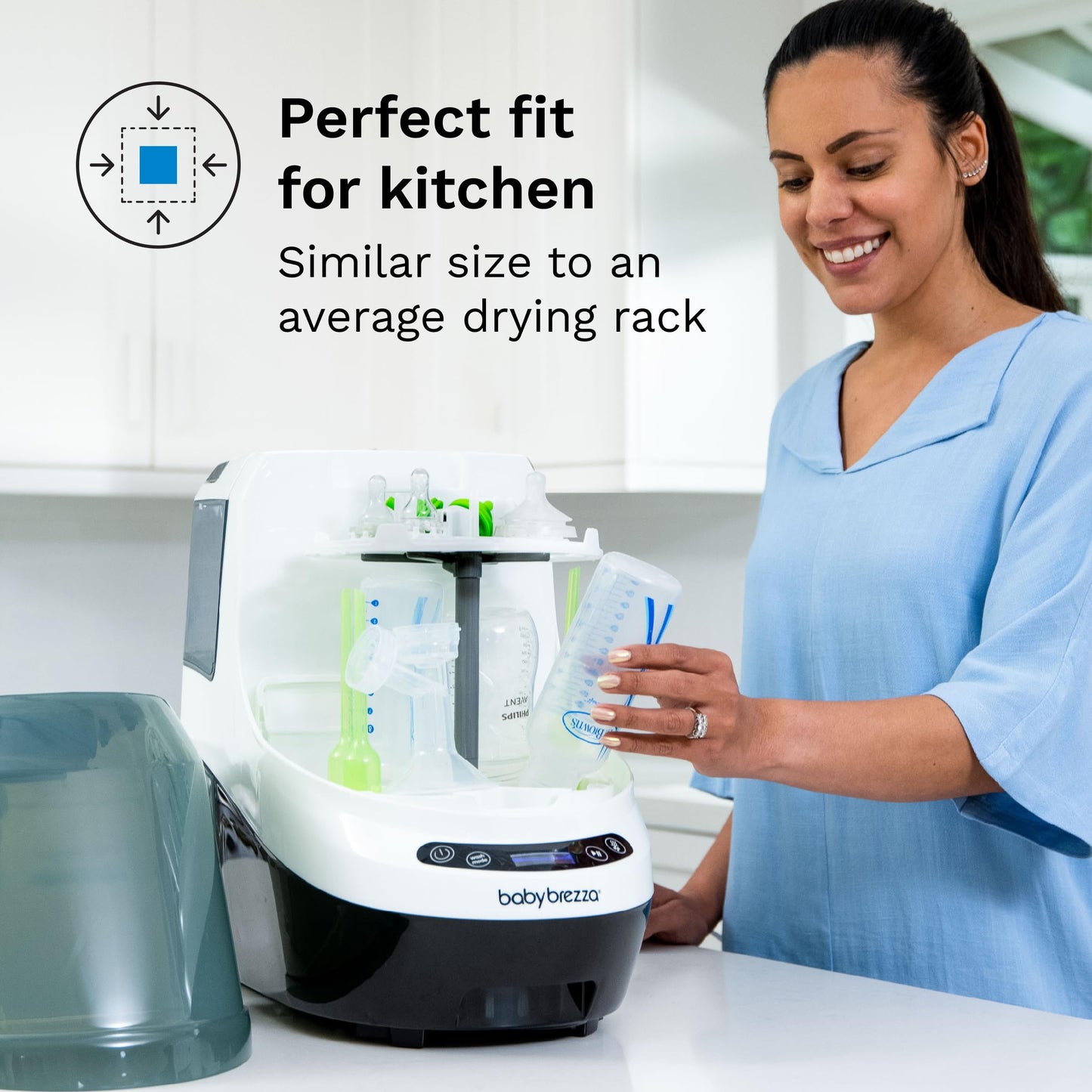 Baby Brezza Baby Bottle Washer Pro - Clinically Proven Better Cleaning - Washer, Sterilizer + Dryer In One Appliance for Essentials like Bottles + Pump Parts – Machine Replaces Brushes + Racks