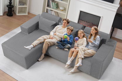 HABUTWAY Sectional Couches for Living Room,No Assembly L Shaped Couch 105" Modular Sectional Sofa Couch with Deep Seat,Cloud Couches Furniture Sets for Apartment,Corduroy (Light Grey, Left Facing)