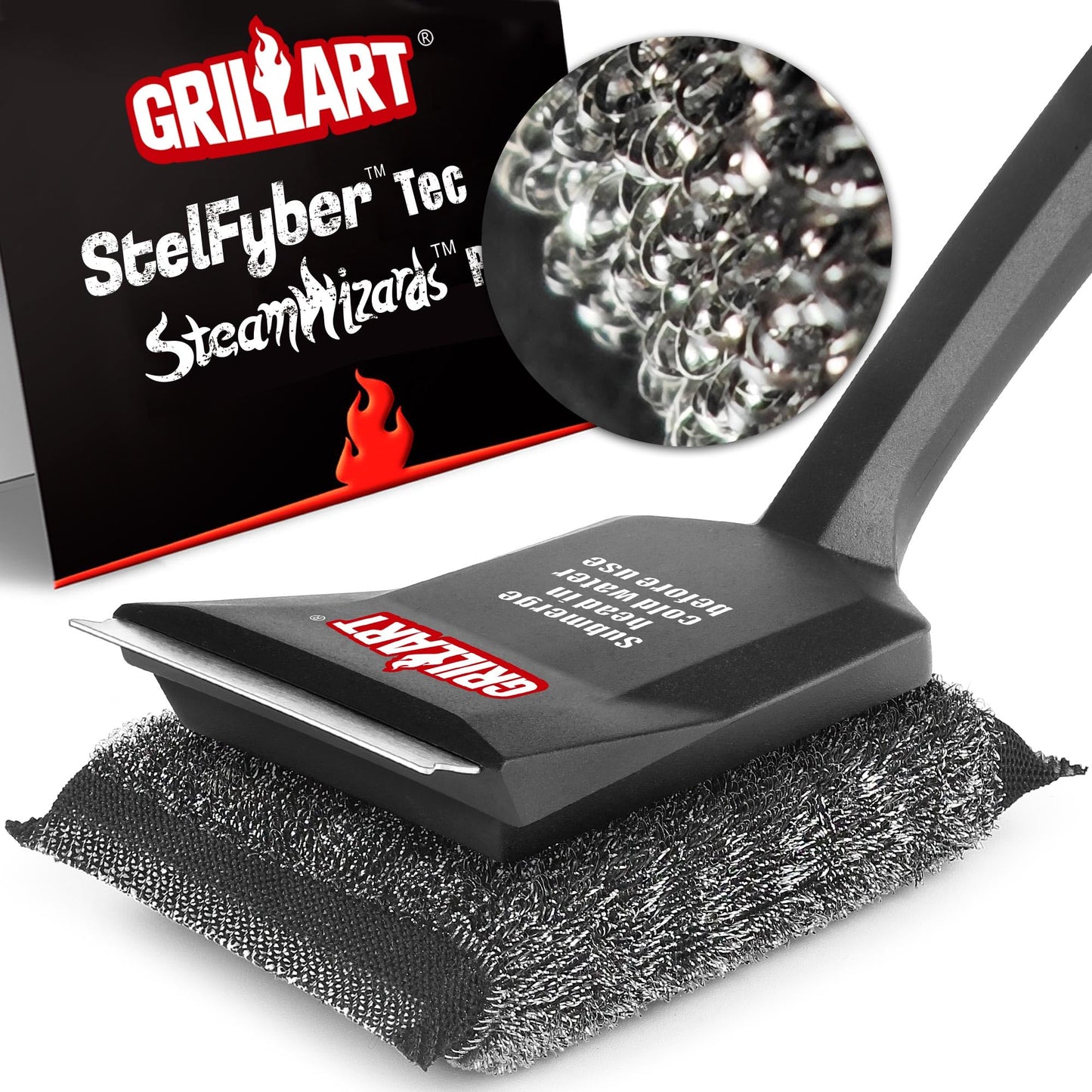 GRILLART Grill Brush Bristle Free, SteamWizards [Ultra Safe & Efficient] Grill Cleaner Brush for All Grill Grates, Replaceable Head BBQ Grill Brush for Outdoor Grill, Grill Accessories, Gifts for Men