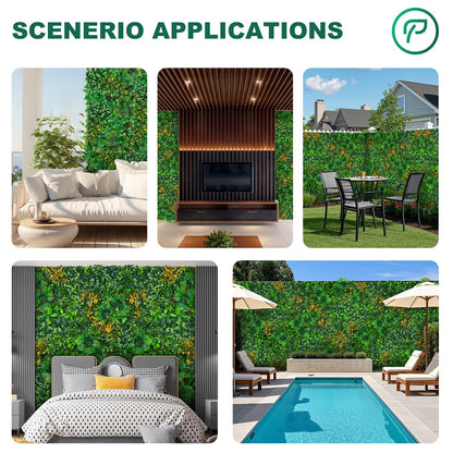 Yangrass Artificial Grass Wall Panels, 40"x120" (33.33 sqft) Boxwood Wall Roll with Tropical Leaves, Faux Greenery Privacy Fence Screen, Grass Backdrop for Outdoor Indoor Garden Birthday Wedding Decor