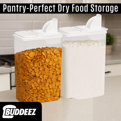 Buddeez Large Food Storage Container, 8 Quart, Clear Kitchen Organization, EZ Pour Spout, White Lid