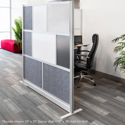 Stand Up Desk Store ReFocus Modular and Expandable Office Partition Wall System (70x70 Starter + 70x70 Extension)