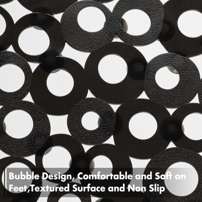 27 14 Inch WELTRXE Oval Bathtub Mat Non Slip, Black Bubbles Bath Mats for Tub, Shower Mat with Drain Holes, Suction