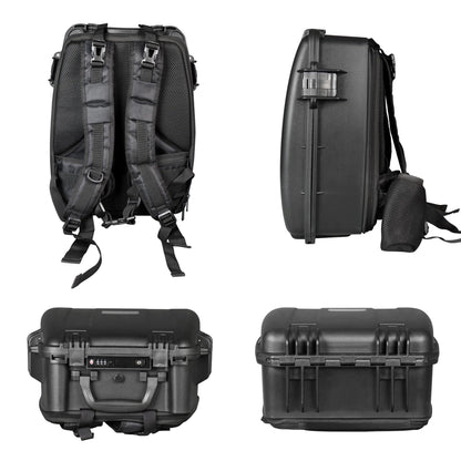 EPDEDICATED Waterproof Hard Case for DSLR Cameras and Drones with Customizable Foam, TSA Ready Lock, Carry On Size Camera Backpack (Black)