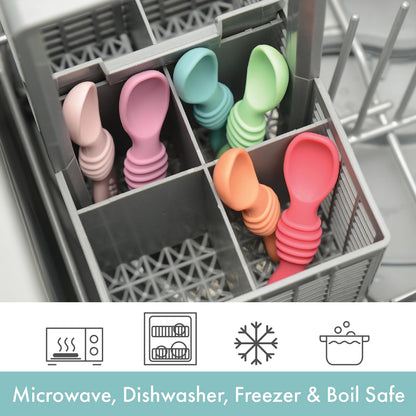 PrimaStella Silicone Chew Spoon Set for Babies and Toddlers | Safety Tested | BPA Free | Microwave, Dishwasher and Freezer Safe