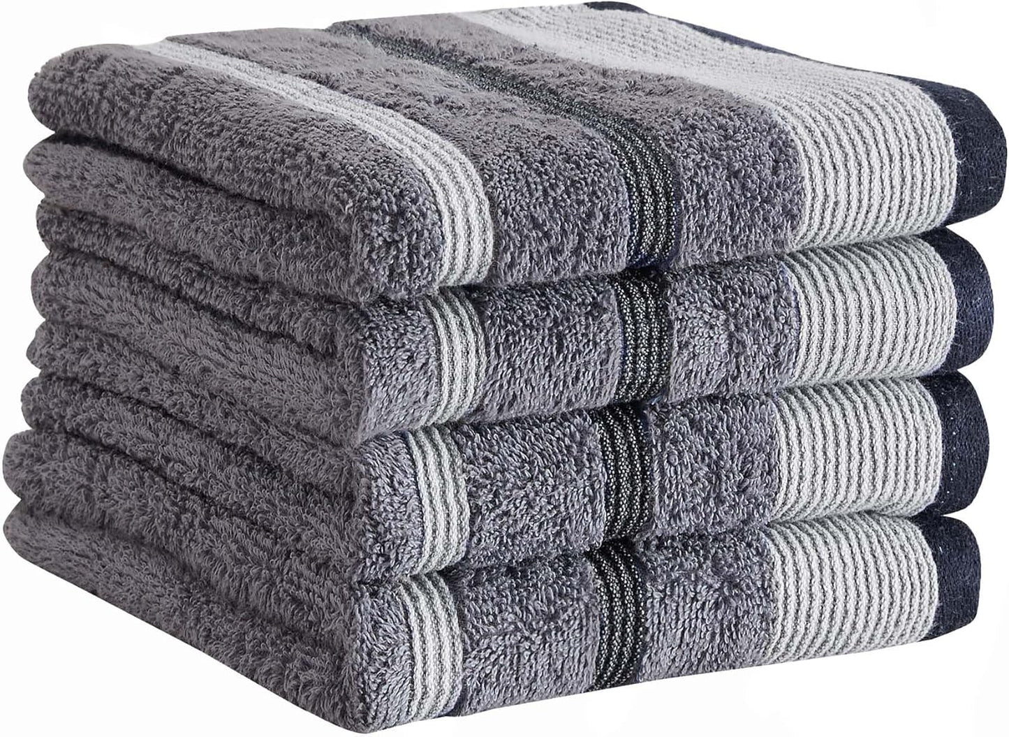 Set 4 Pack 26x16 Set Great Bay Home Decorative Hand Towel - Cotton Hand Towel - Durable Towels for Bathroom Decor