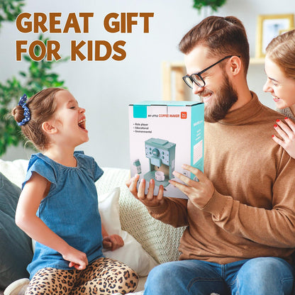 Kids Coffee Playset Toy Coffee Maker Set for Toddler Wooden Kitchen Accessories Pretend Play for Girls Boys Ages Birthday Gifts