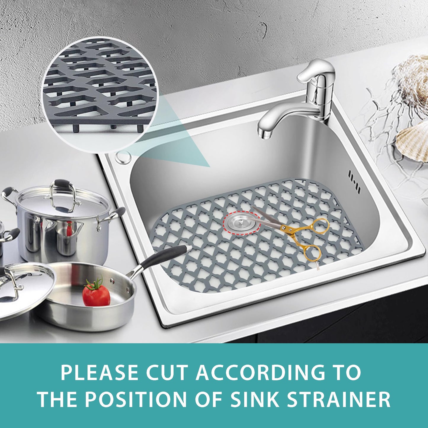 SAMSIER Silicone Sink Protectors Mats (13x11 & 14x12 & 16x12 & 18x16 & 19x14 & 21x16 & 22x13 & 25x16 & 26x14 & 28x14 & 30x16) for Bottom of Kitchen Sink (16.7”x12.5”)