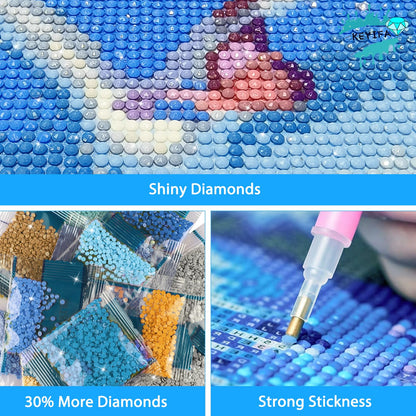 KEYIFA Diamond Art Kits for Adults, 28x16 Inch Large Beach Diamond Painting 5D Diamond Art for Beginners Sunset View DIY Full Drill Paint by Diamonds Dots Gem Art for Home Wall Decor