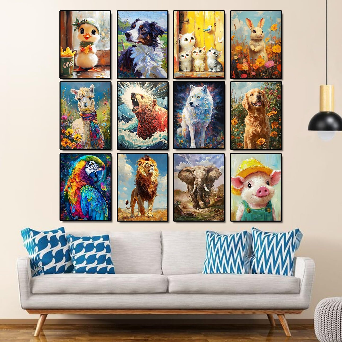 BWFY 12 Pack Animal Diamond Painting Kits for Adults, 5D Diamond Art Kit,DIY Full Drill Diamond Art Sets with Tools, Beginner-Friendly Craft Projects for Home Wall Decor or Gift, 12x16 Inch