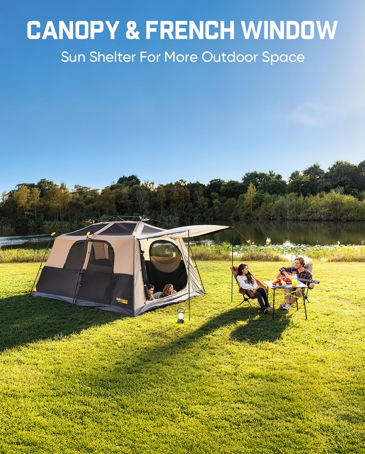 FanttikOutdoor Zeta C8 Apex Camping Tent, 8 Person Instant Cabin Tent Setup in 60s, Family Tent with Carry Bag for Family Camping & Hiking, Waterproof, Upgraded Ventilation