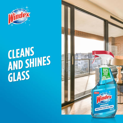 Windex Glass Cleaner Spray - Eco-Friendly 100% Recycled Plastic | Original Blue Scent, 23 Fl Oz, 2-Pack