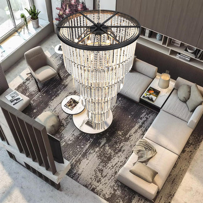 Arotikee Luxury 37-Light Crystal Chandelier for High Ceilings, Modern Black Extra Large Staircase Chandelier for 2-Story Foyer, Entryway & Villa Living Room