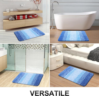 OLANLY Bathroom Runner Rug - Extra Soft Microfiber Mat | Quick Dry, Rubber Backing, 70x24, Light Royal Blue