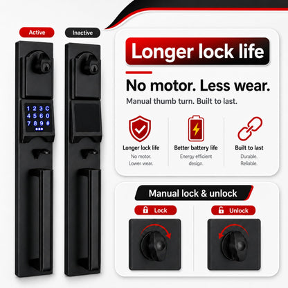 NEWBANG Digital Front Door Handleset with Keypad for Double Doors in Black Finish- Electronic Lockset with Dummy Set