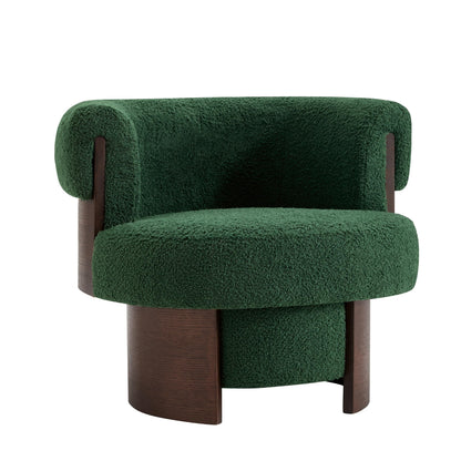Christopher Knight Home Scrolla Boucle Upholstered 360° Swivel Accent Chair Set of 2, Teddy Fleece Living Room Swivel Barrel Chair, Modern Vanity Chair for Living Room, Bedroom, Green
